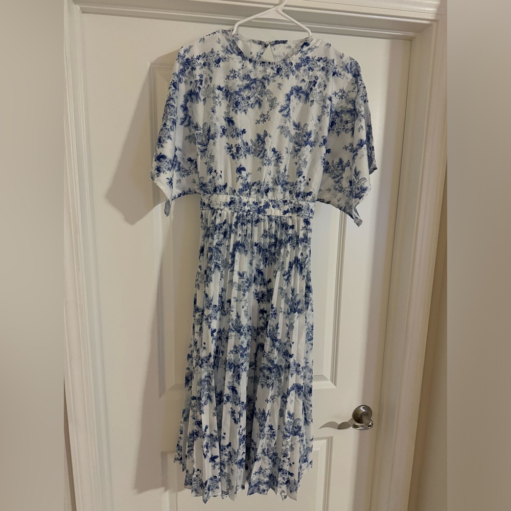 Blue floral midi dress